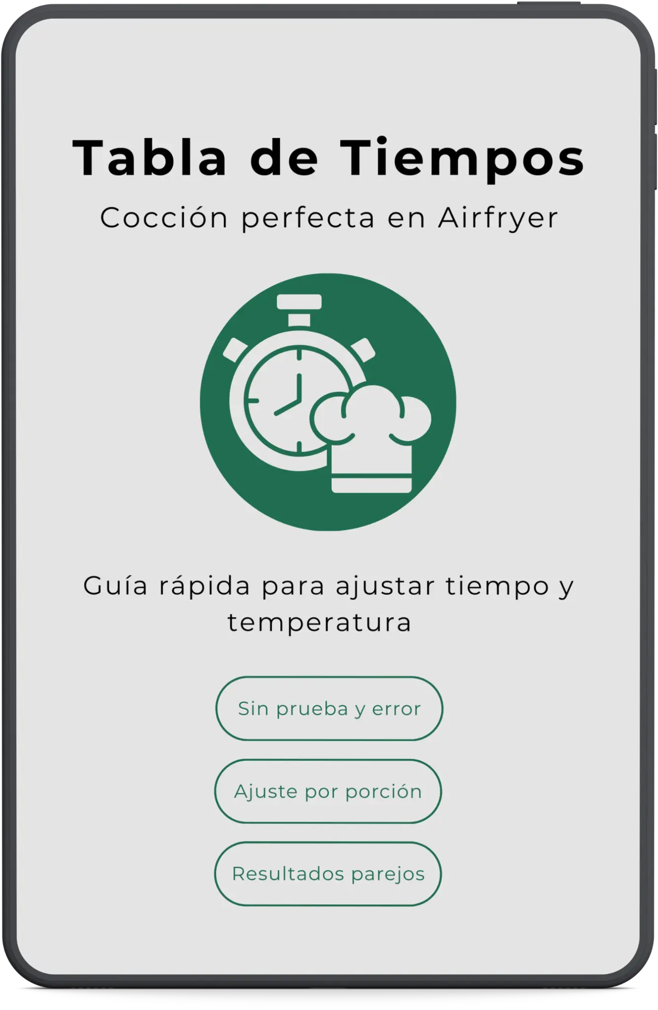Tabla de Tiempos - Cocción perfecta en Airfryer